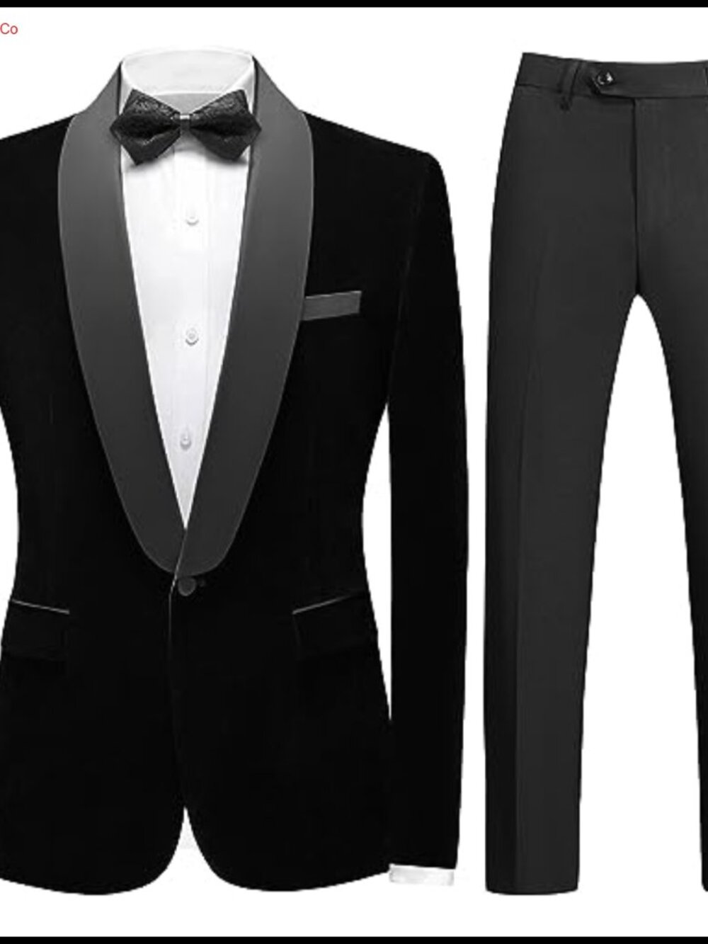 Men's Velvet Slim Fit 2-Piece Tuxedo Suit Set Shawl Lapel Wedding Formal